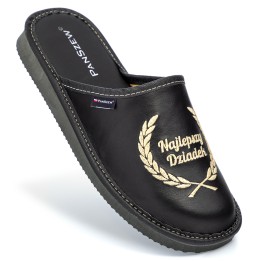 Kapcie Skórzane Dla Dziadka z Haftem "Najlepszy Dziadek"