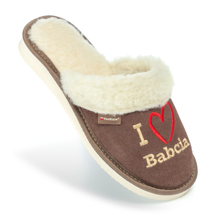 GOTOWY PREZENT Dla Babci Kapcie z Haftem "I LOVE Babcia"