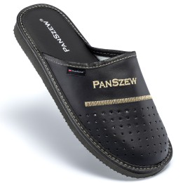 Ciepłe kapcie męskie skórzane FIRMOWE, lekkie   - PanSzew.pl