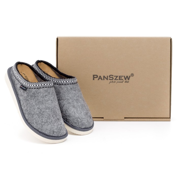 Ciepłe Kapcie Damskie BAREFOOT Filcowe Pantofle z Wełny Naturalnej Szare -PanSzew.pl