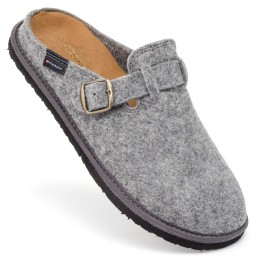Kapcie Męskie Filcowe Barefoot Klapki Skórzane Szare