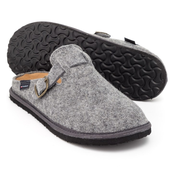 Kapcie Męskie Filcowe Barefoot Klapki Skórzane Szare
