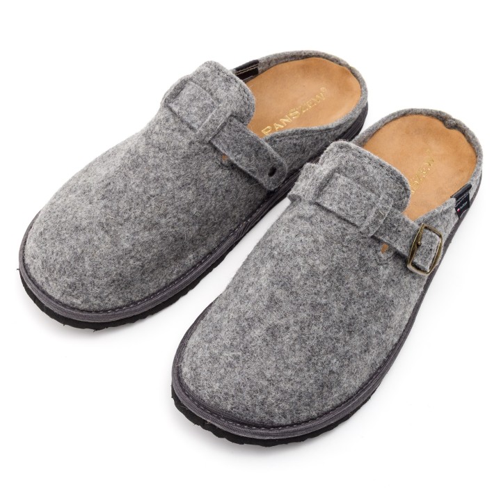 Kapcie Męskie Filcowe Barefoot Klapki Skórzane Szare
