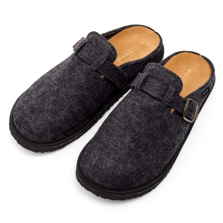 Kapcie Męskie Filcowe Barefoot Klapki Skórzane Czarne