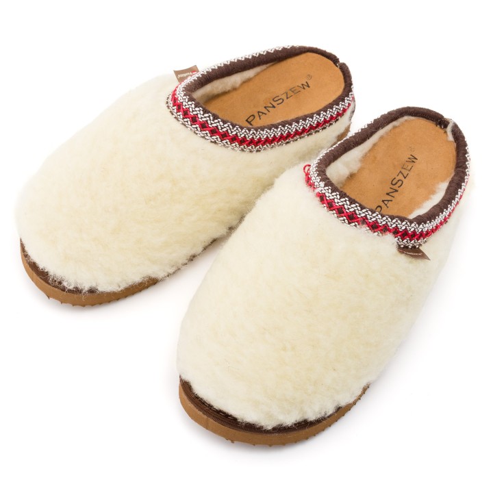 Ciepłe Kapcie Damskie BAREFOOT Filcowe Pantofle z Wełny Naturalnej Brązowe -PanSzew.pl