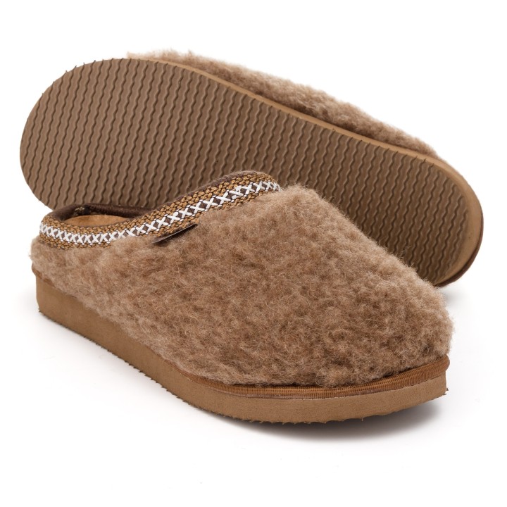 Ciepłe Kapcie Damskie BAREFOOT Filcowe Pantofle z Wełny Naturalnej Brązowe -PanSzew.pl