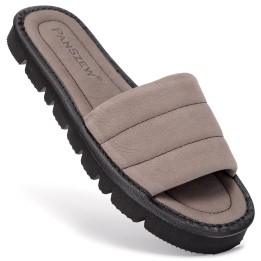 Klapki Damskie Skórzane z Nubuku SOFTLINE PanSzew®