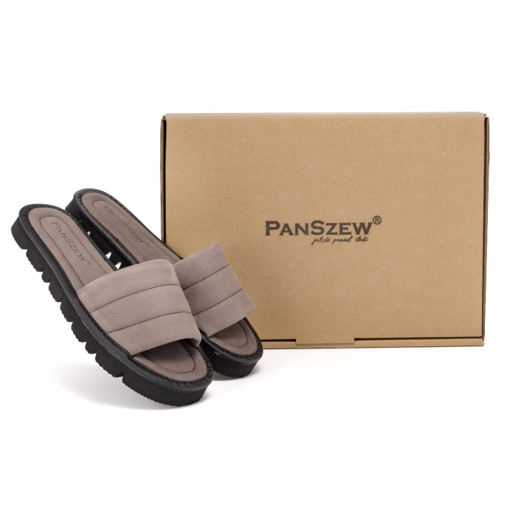 Klapki Damskie Skórzane z Nubuku SOFTLINE PanSzew®
