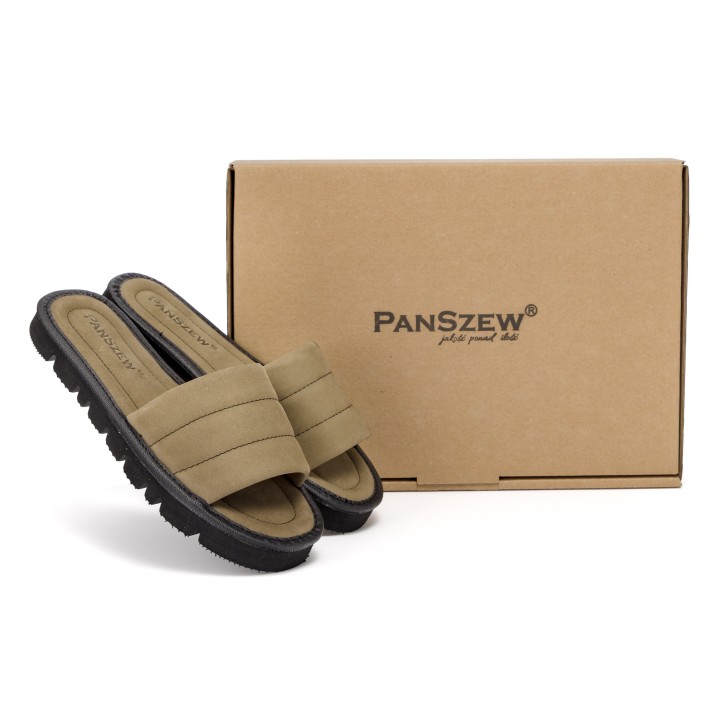 Klapki Damskie Skórzane z Nubuku SOFTLINE PanSzew®