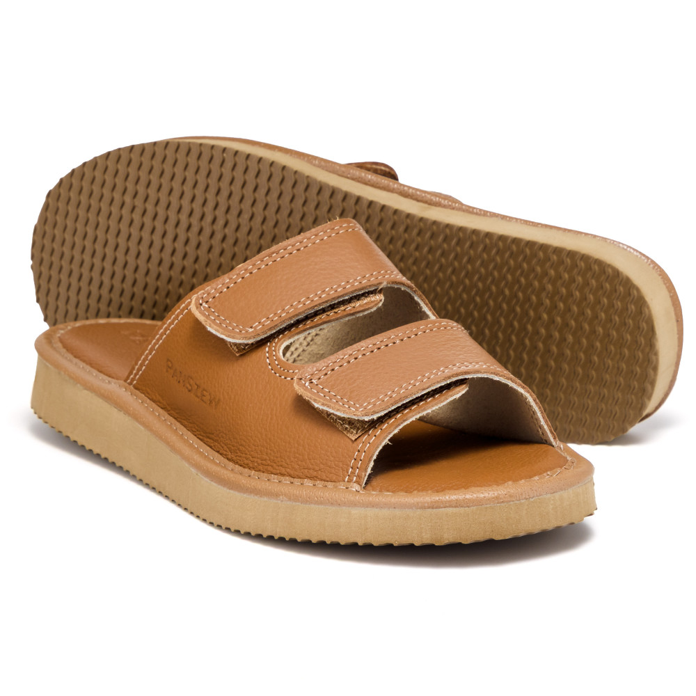 Kapcie Damskie Skórzane na Rzepy Camel Premium PanSzew®