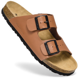 Klapki Męskie Skórzane na Korku Camel Premium PanSzew®