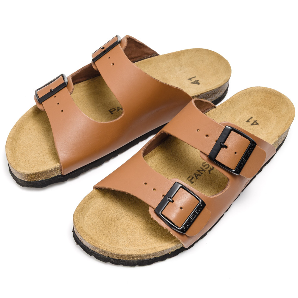 Klapki Męskie Skórzane na Korku Camel Premium PanSzew®