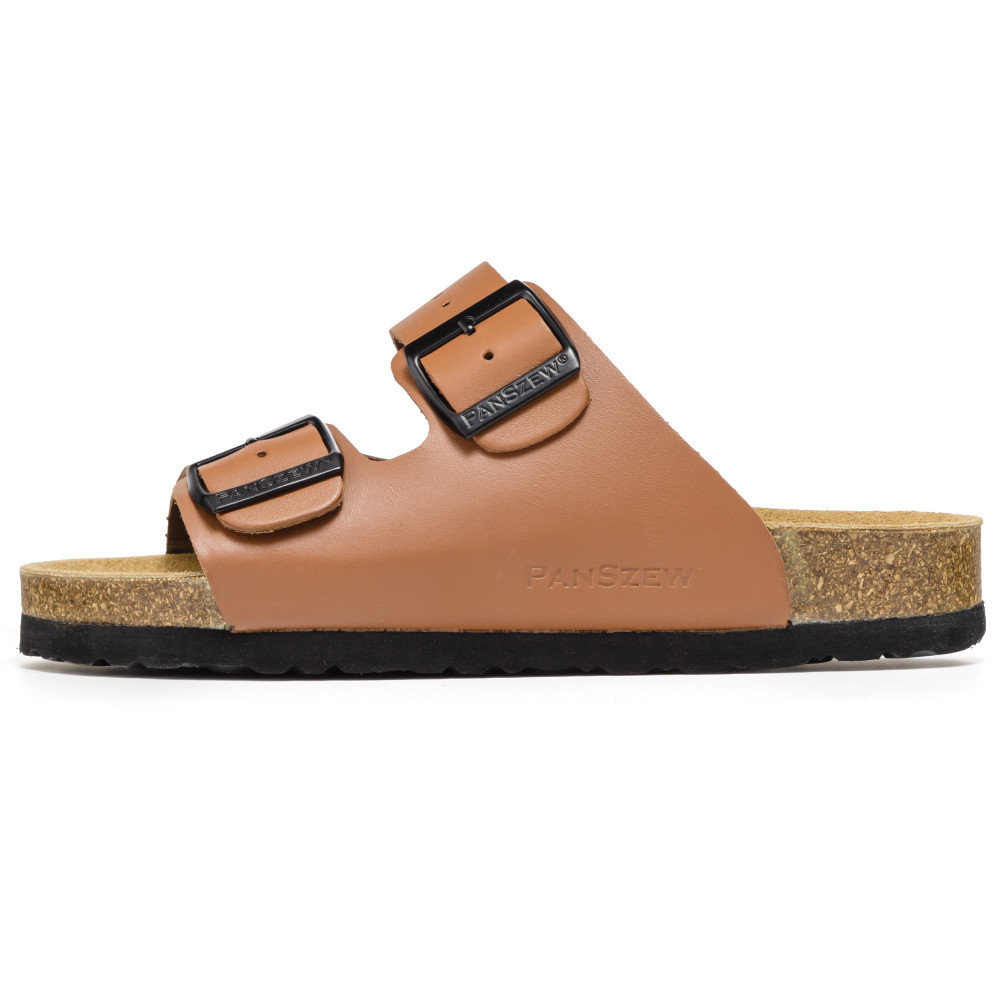 Klapki Damskie Skórzane na Korku Camel Premium PanSzew®