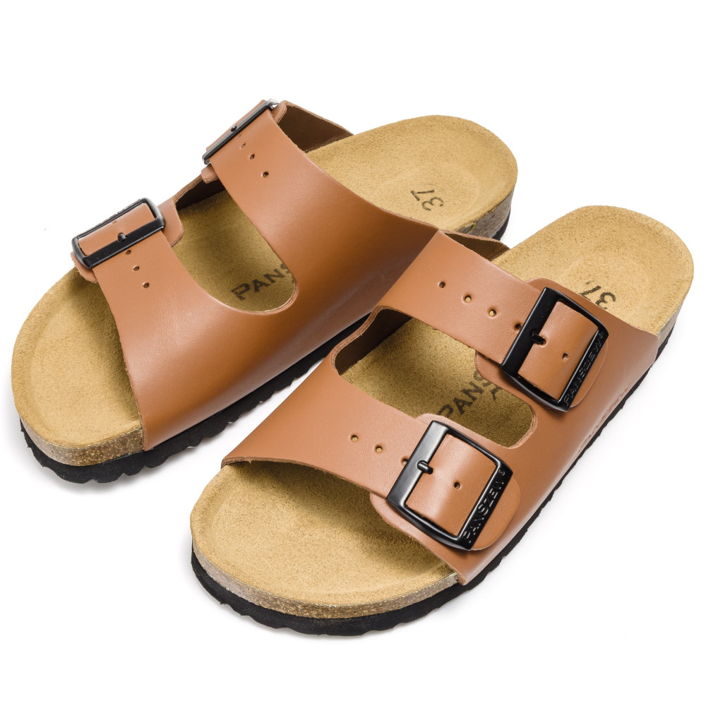 Klapki Damskie Skórzane na Korku Camel Premium PanSzew®