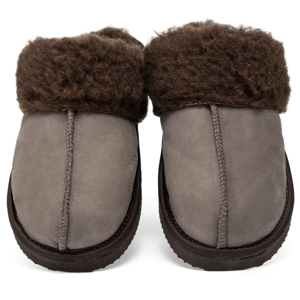 Ciepłe Kapcie Damskie Skórzane Bambosze ALPINLINE Mocha | PanSzew®