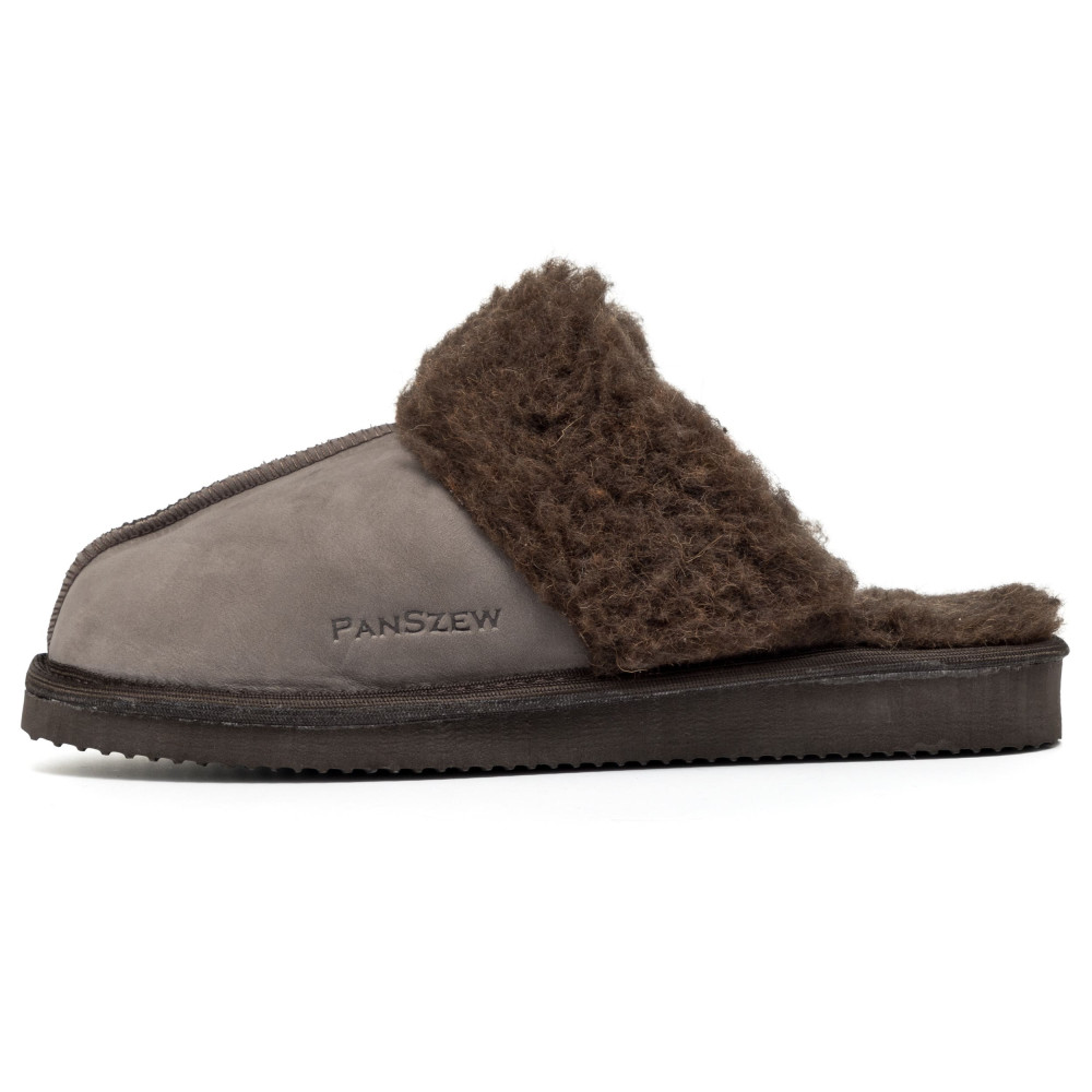 Ciepłe Kapcie Damskie Skórzane Bambosze ALPINLINE Mocha | PanSzew®