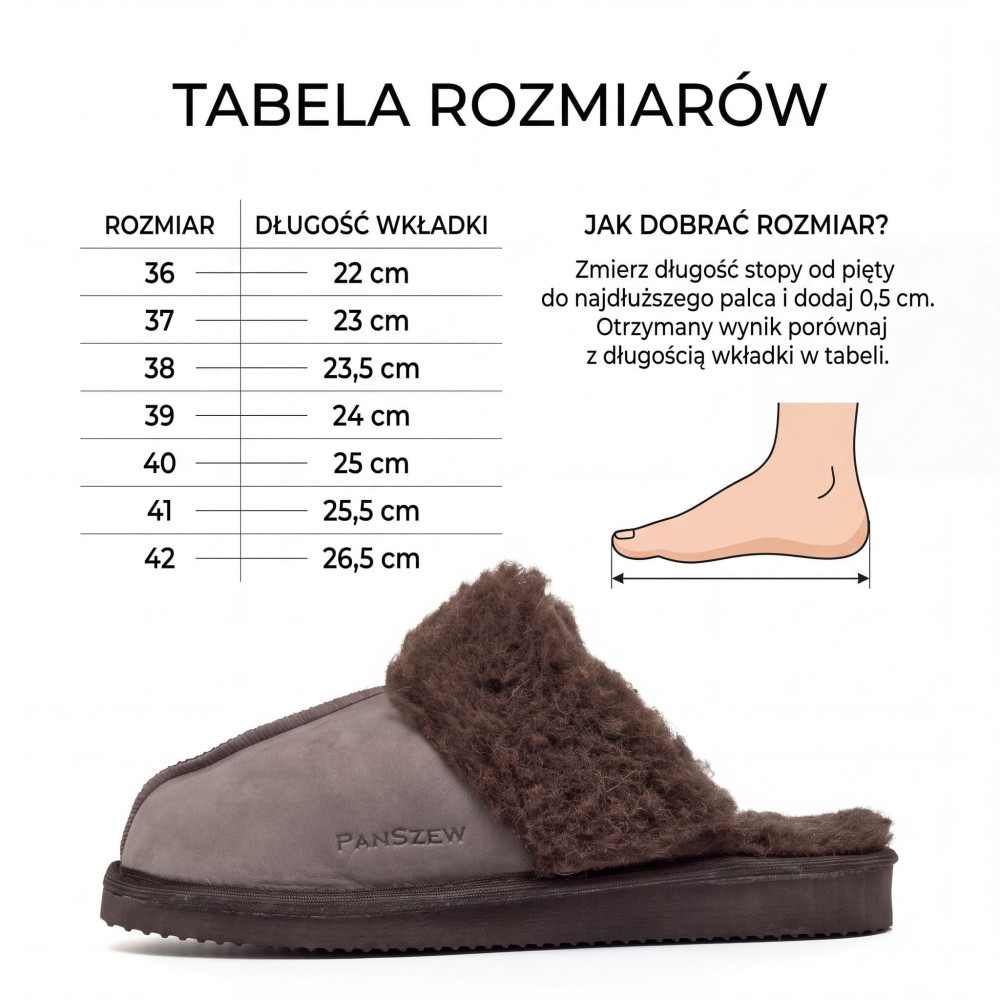 Ciepłe Kapcie Damskie Skórzane Bambosze ALPINLINE Mocha | PanSzew®