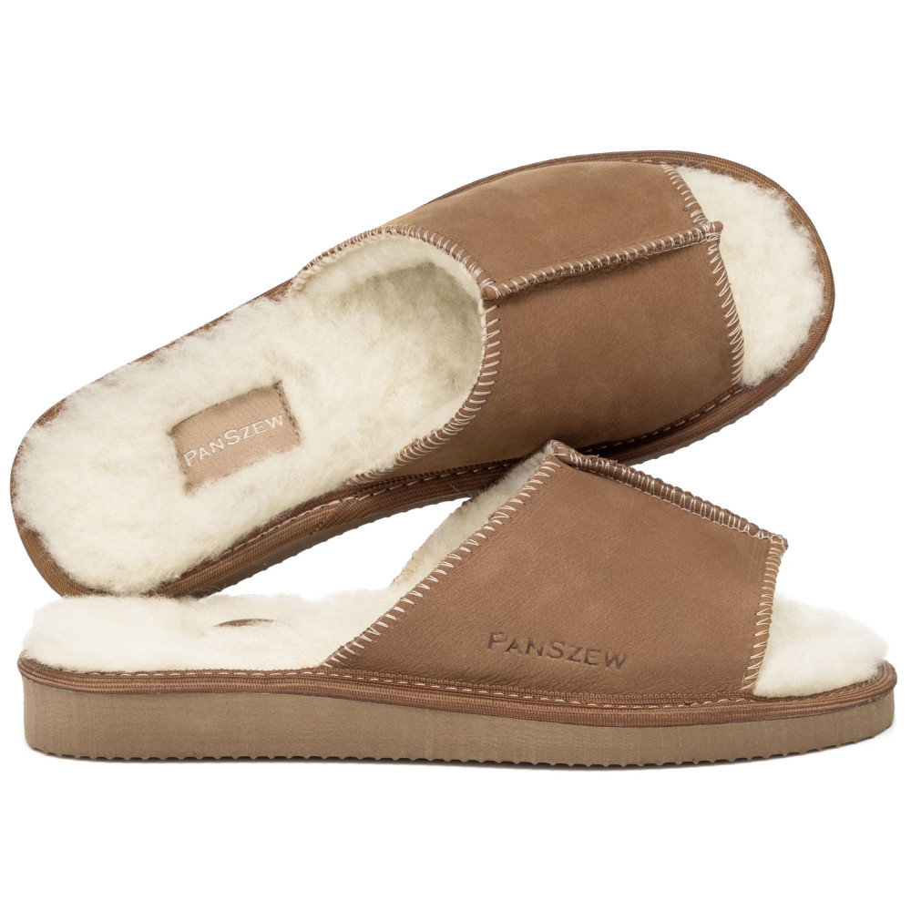 Ciepłe Kapcie Damskie Skórzane SEMILINE Camel | PanSzew®