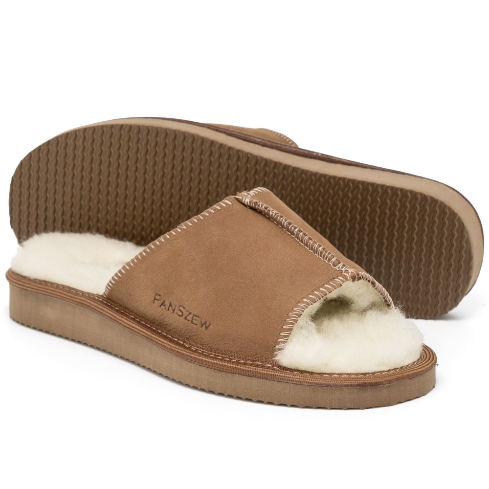 Ciepłe Kapcie Damskie Skórzane SEMILINE Camel | PanSzew®