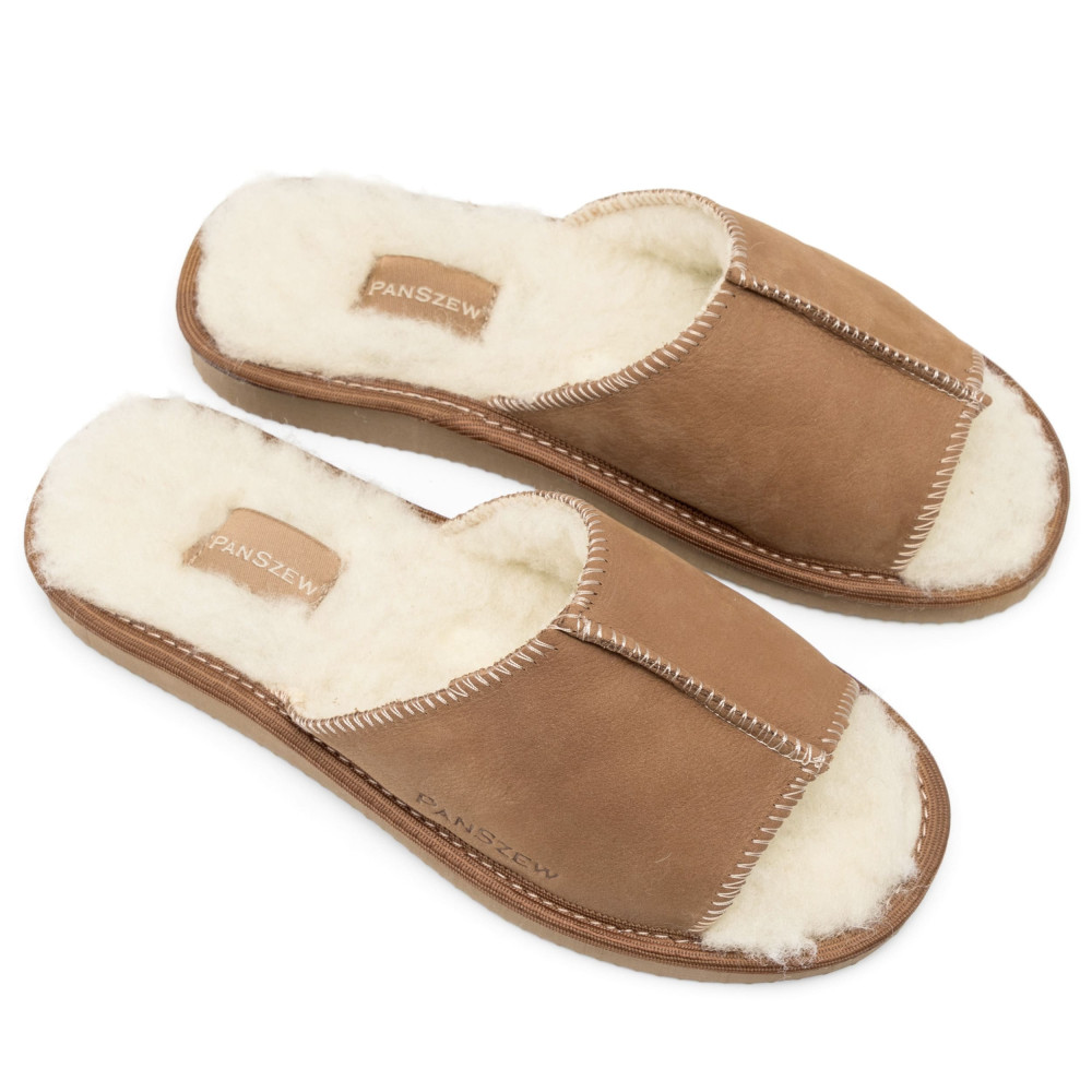 Ciepłe Kapcie Damskie Skórzane SEMILINE Camel | PanSzew®