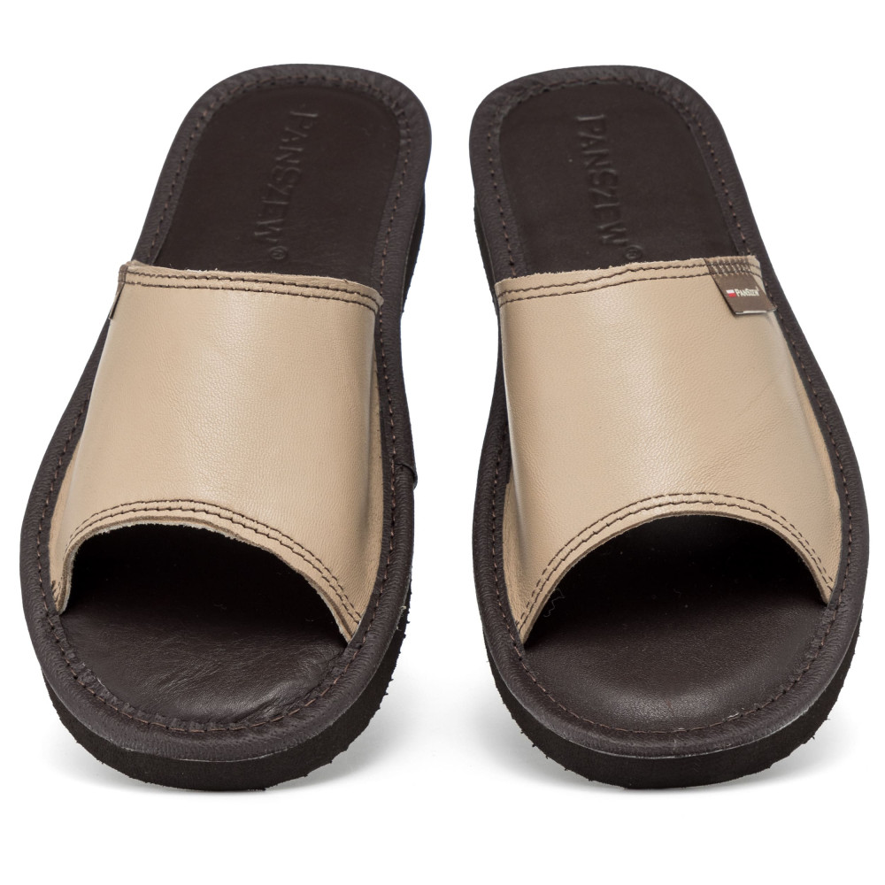 Kapcie Damskie Skórzane EASYLINE Cappuccino | PanSzew®