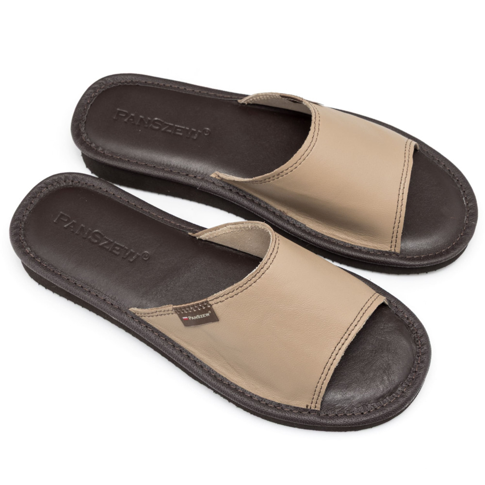 Kapcie Damskie Skórzane EASYLINE Cappuccino | PanSzew®