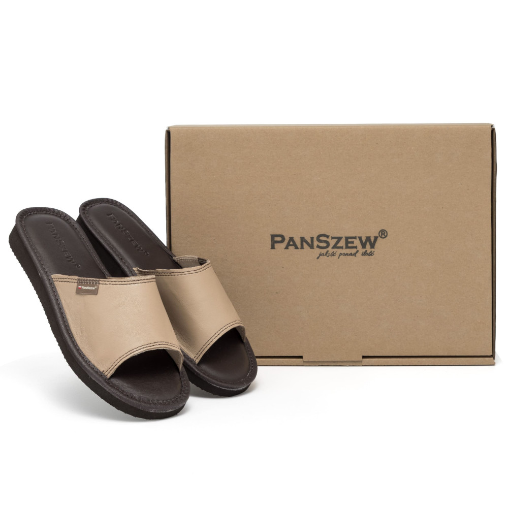 Kapcie Damskie Skórzane EASYLINE Cappuccino | PanSzew®