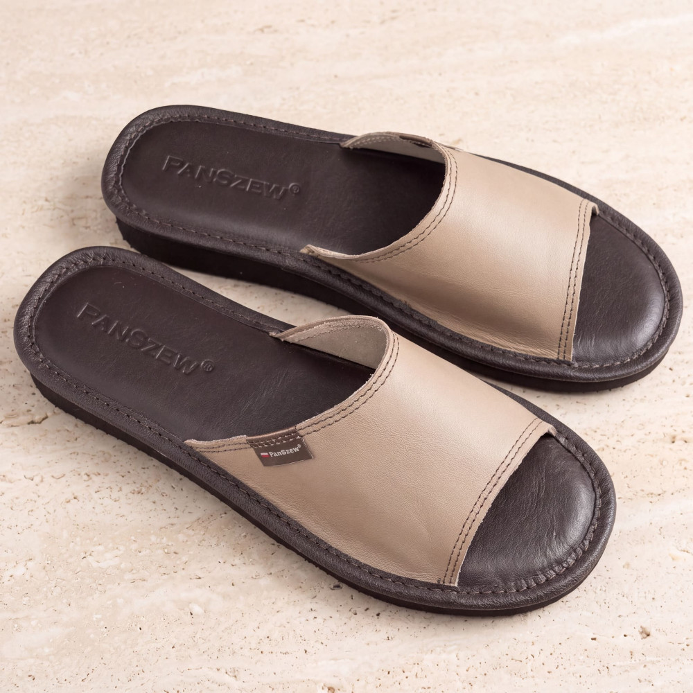 Kapcie Damskie Skórzane EASYLINE Cappuccino | PanSzew®