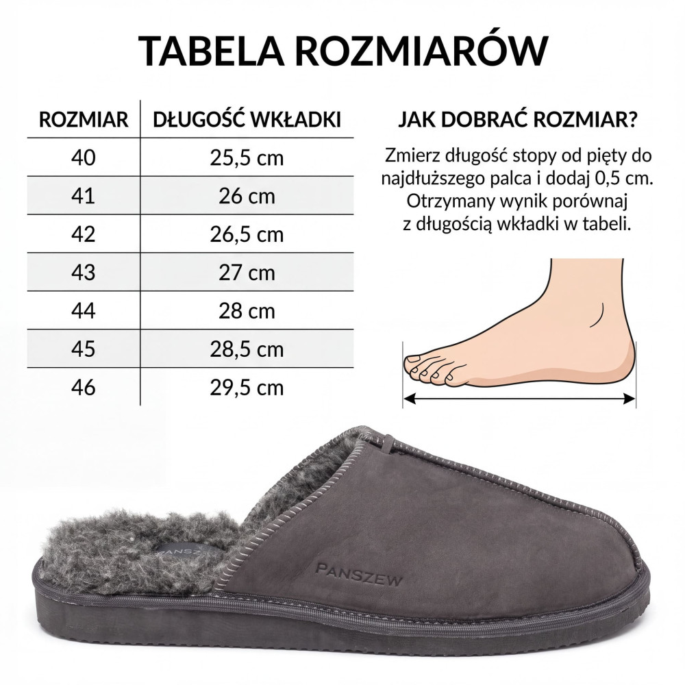 Ciepłe Kapcie Męskie Skórzane ALPINLINE Grafit | PanSzew®