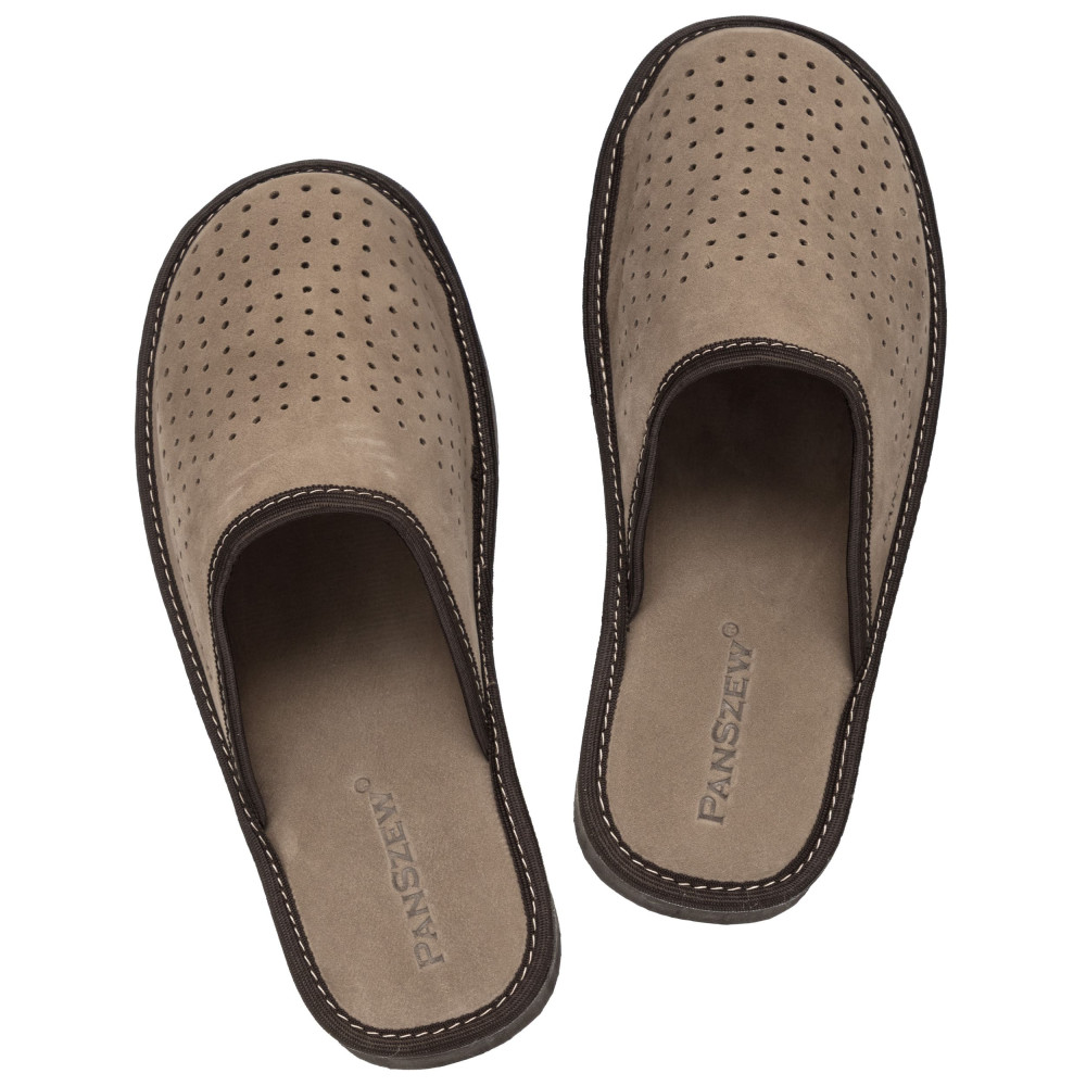 Kapcie Męskie Skórzane VENTLINE Taupe – Nubuk | PanSzew®
