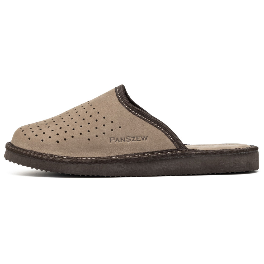 Kapcie Męskie Skórzane VENTLINE Taupe – Nubuk | PanSzew®