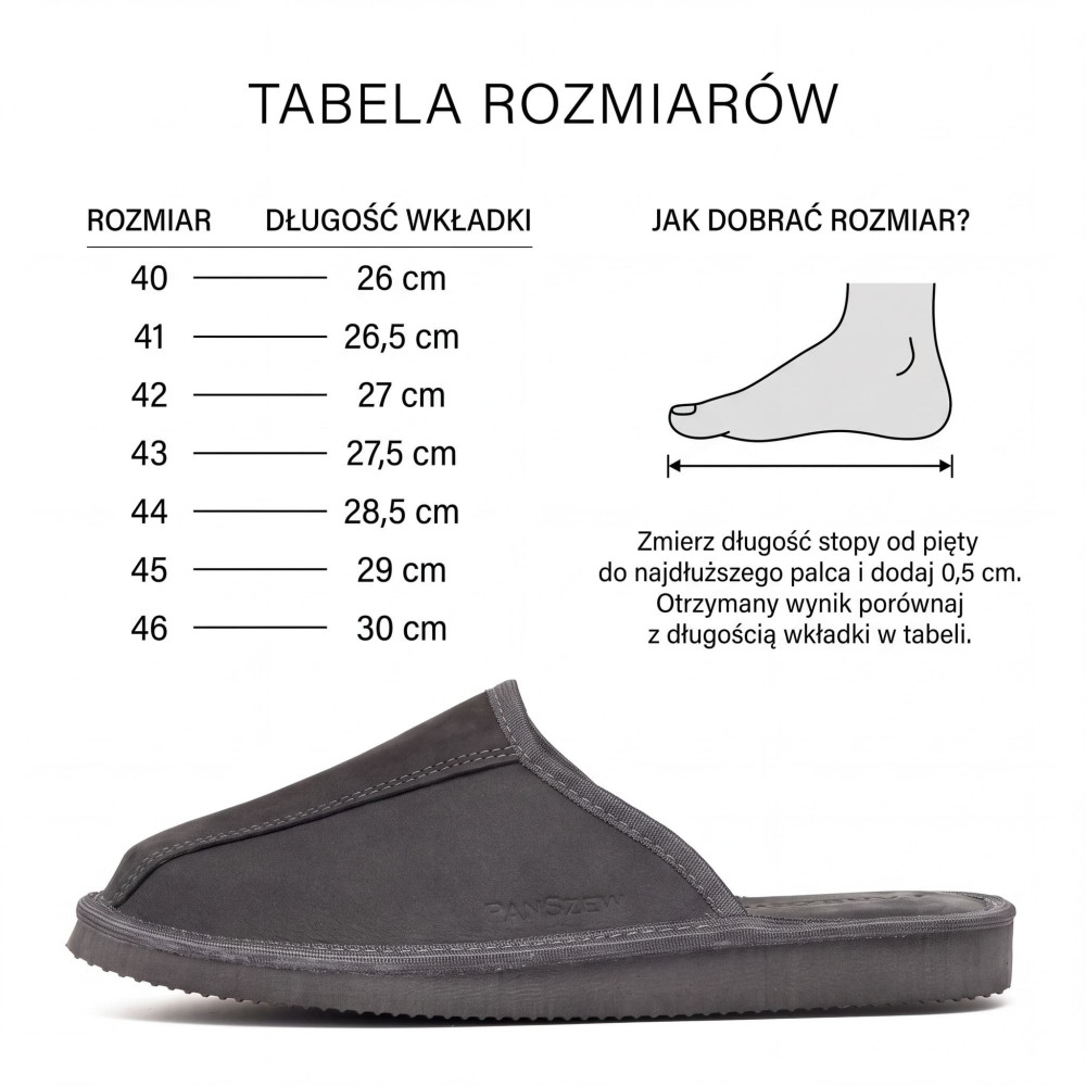 Kapcie Męskie Skórzane CLASSLINE Grafit – Nubuk | PanSzew®