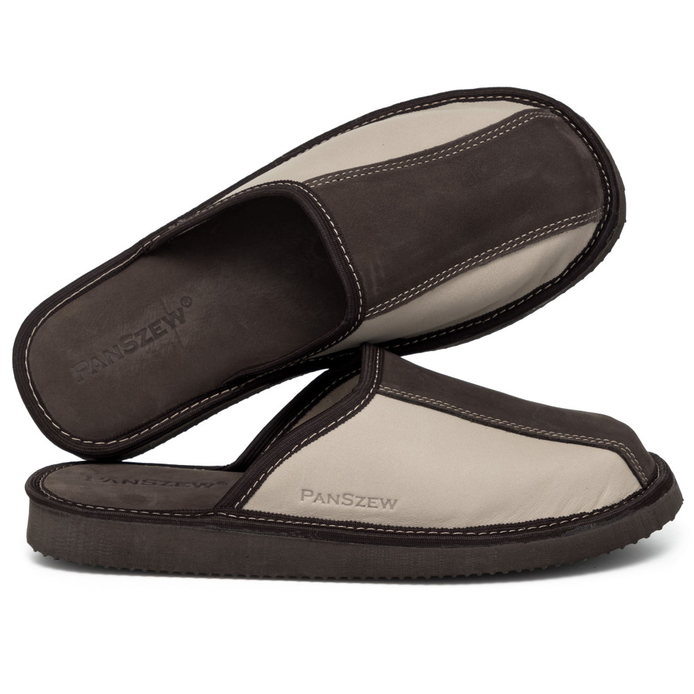 Kapcie Męskie Skórzane CLASSLINE Brąz – Nubuk | PanSzew®