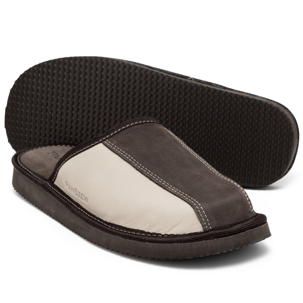 Kapcie Męskie Skórzane CLASSLINE Brąz – Nubuk | PanSzew®
