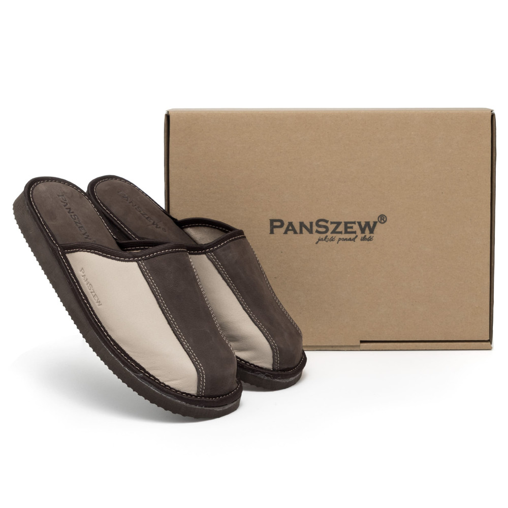 Kapcie Męskie Skórzane CLASSLINE Brąz – Nubuk | PanSzew®