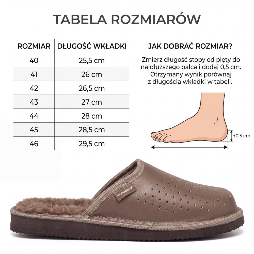 Ciepłe Kapcie Męskie Skórzane Wełniane | PanSzew®