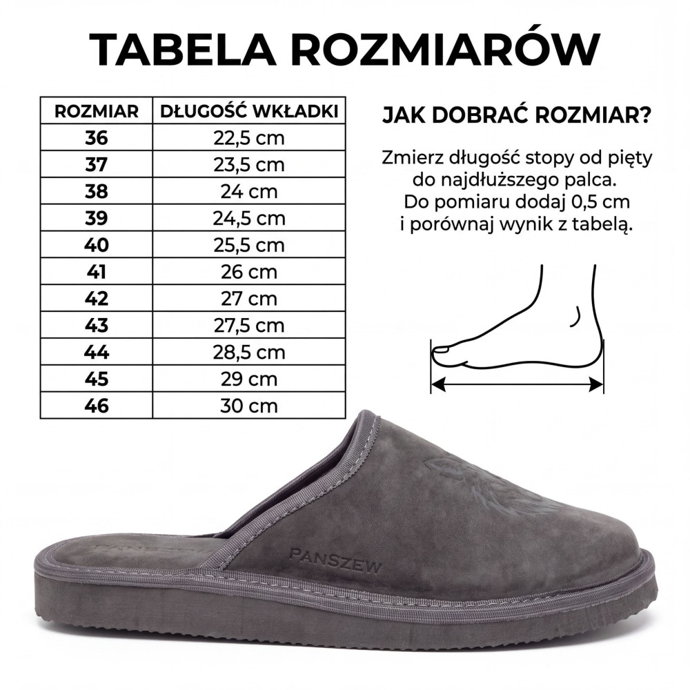 Kapcie Męskie Skórzane WILDLINE Grafit Tłoczony Wilk | PanSzew®