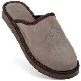 Kapcie Damskie Skórzane WILDLINE Mocha Tłoczone Góry | PanSzew®