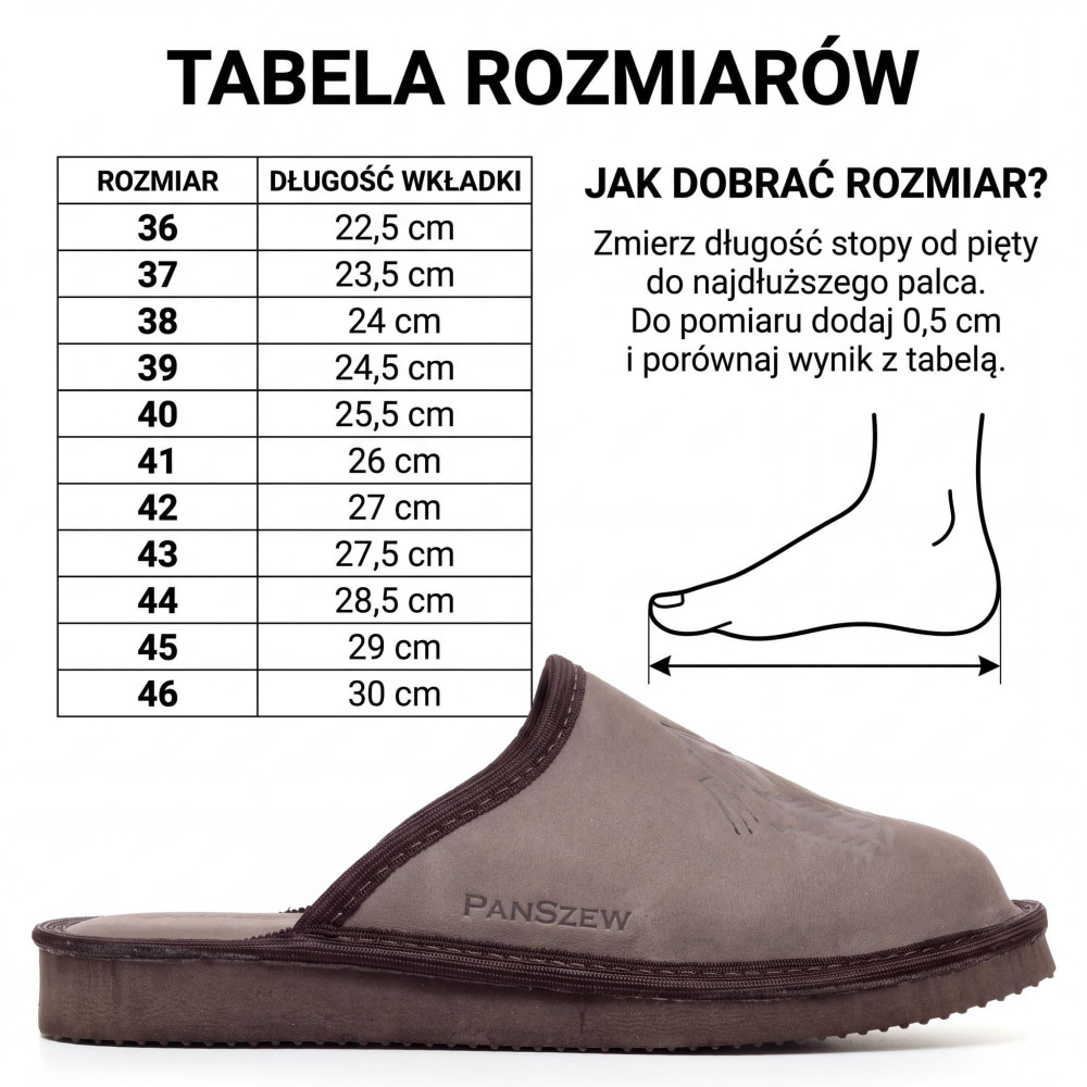 Kapcie Damskie Skórzane WILDLINE Mocha Tłoczone Góry | PanSzew®