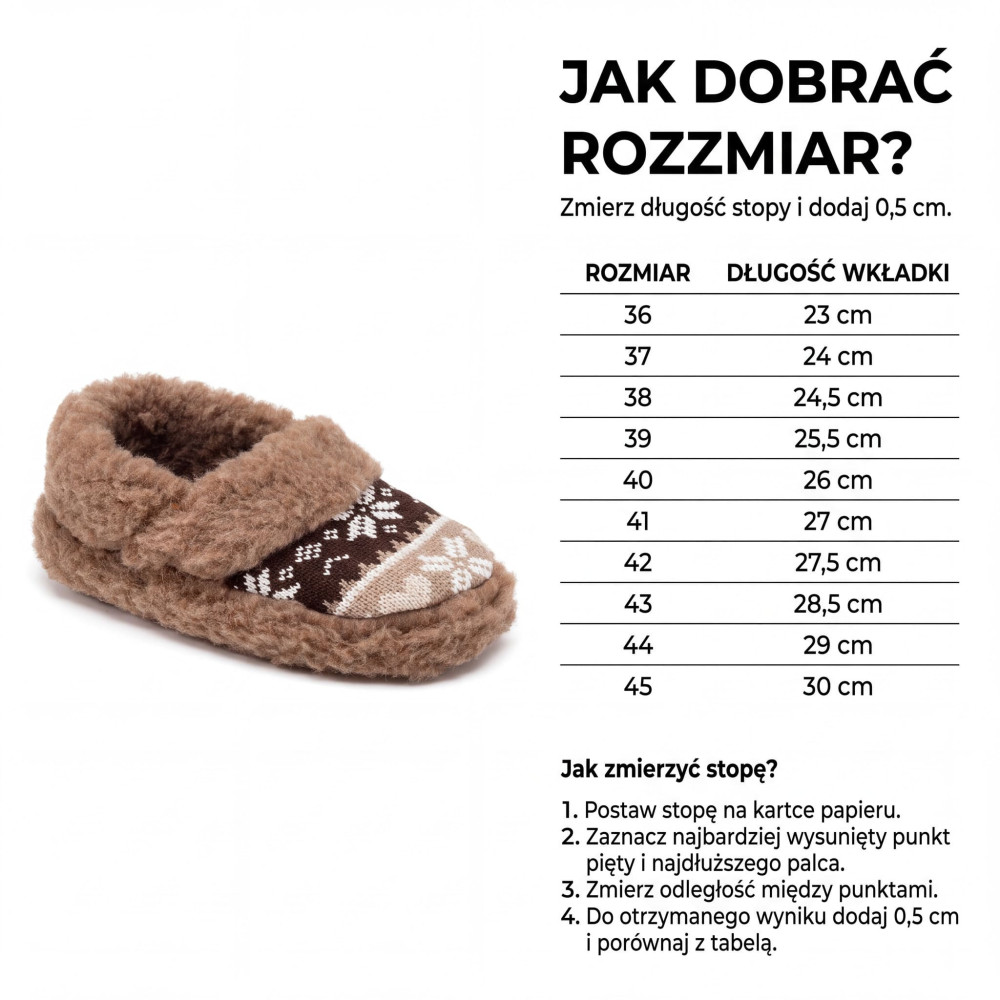 Bambosze Damskie Wełniane NORDLINE Ciepłe Kapcie | PanSzew®