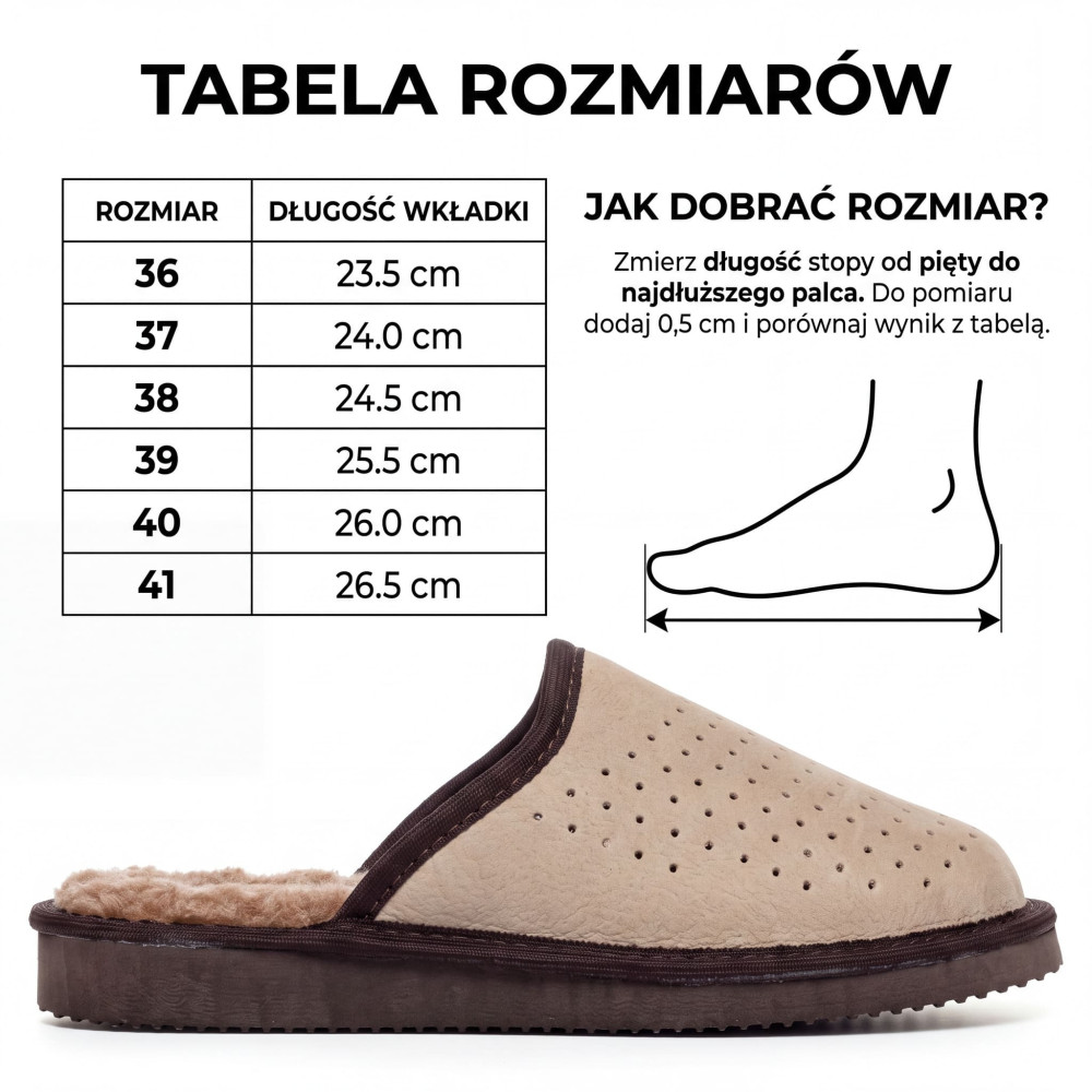 Ciepłe Kapcie Damskie VENTLINE Taupe z Wełną | PanSzew®