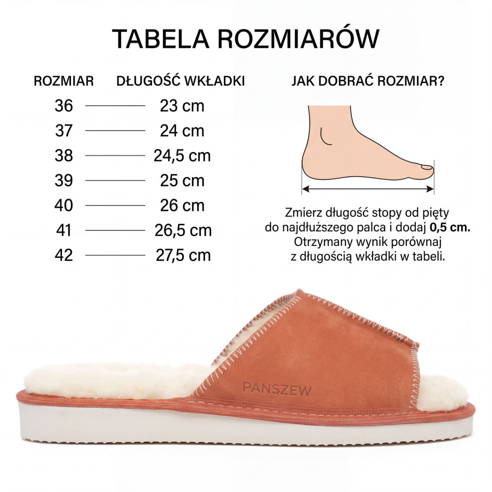 Ciepłe Kapcie Damskie Skórzane SEMILINE Łososiowe | PanSzew®