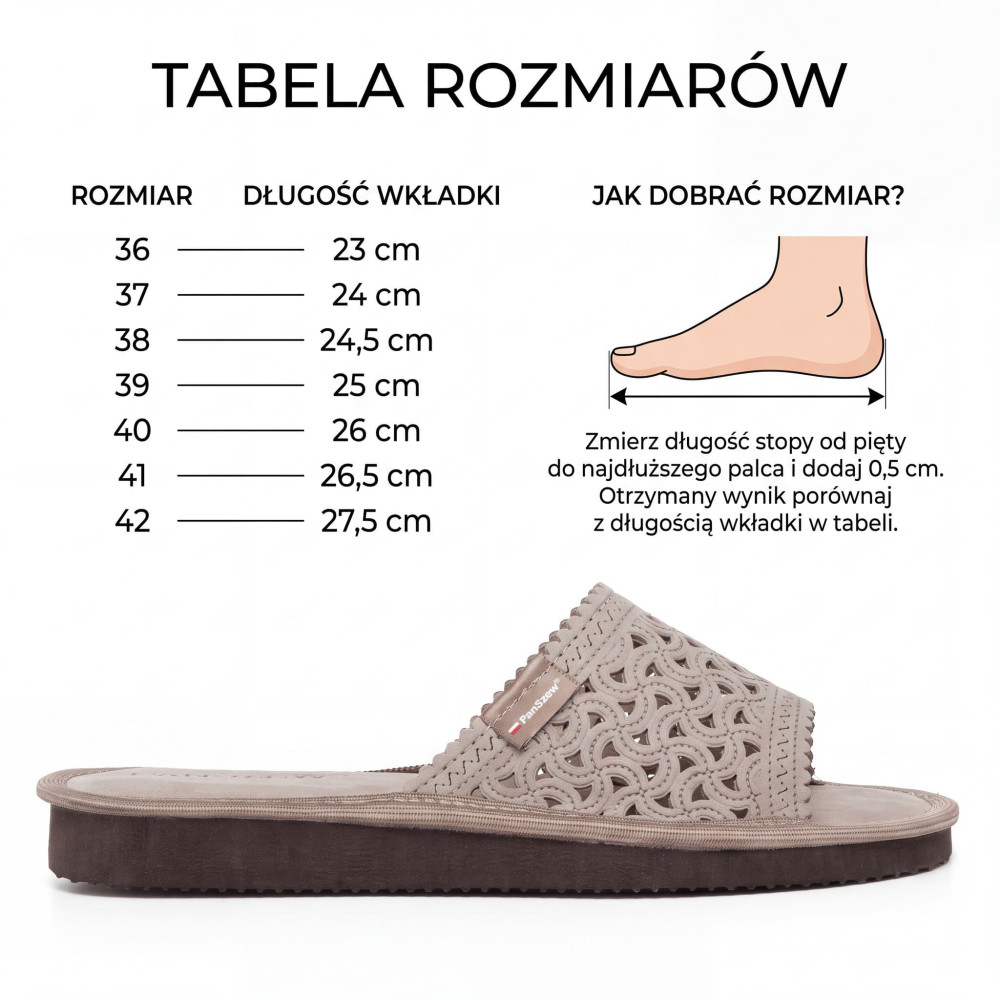 Kapcie Damskie Skórzane Ażurowe Nubuk Mocha | PanSzew®