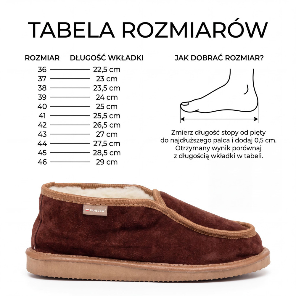 Ciepłe Bambosze Damskie Zamszowe z Wełną Brązowe | PanSzew®