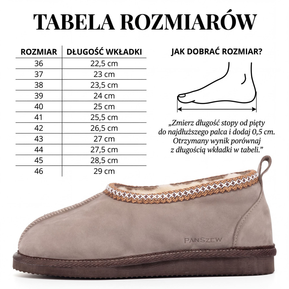 Ciepłe Bambosze Męskie FOLKLINE Nubukowe z Wełną | PanSzew®
