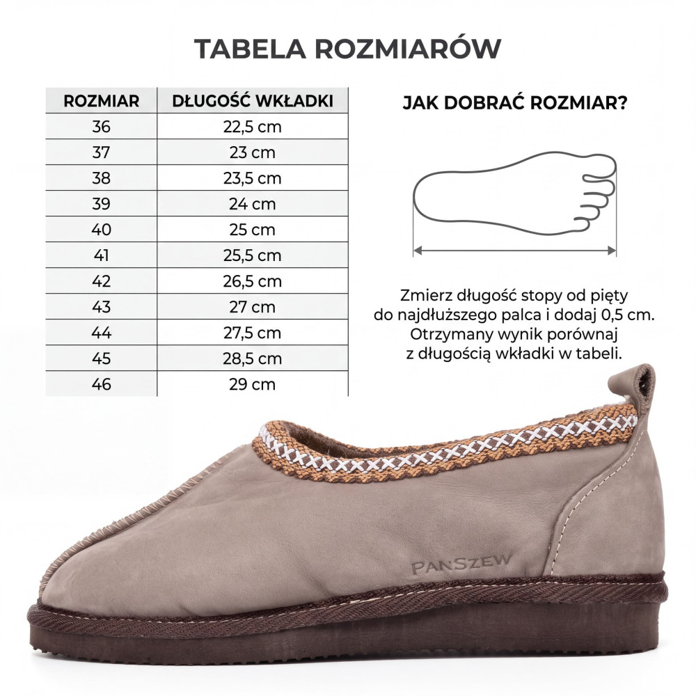 Ciepłe Bambosze Damskie FOLKLINE Nubukowe z Wełną | PanSzew®