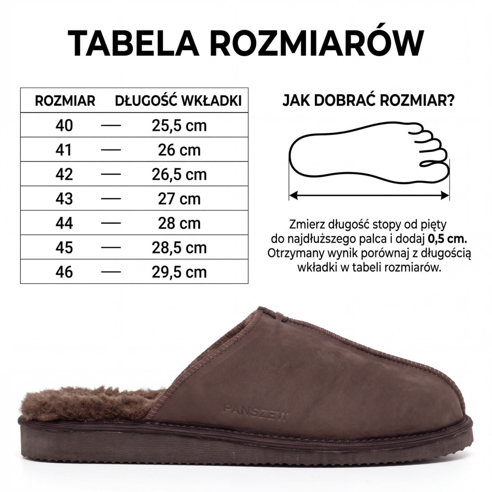 Kapcie Męskie Skórzane ALPINLINE Choco z Wełną | PanSzew®
