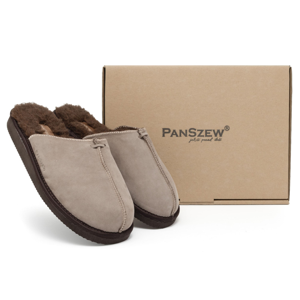 Kapcie Męskie Skórzane ALPINLINE Mocha z Wełną | PanSzew®
