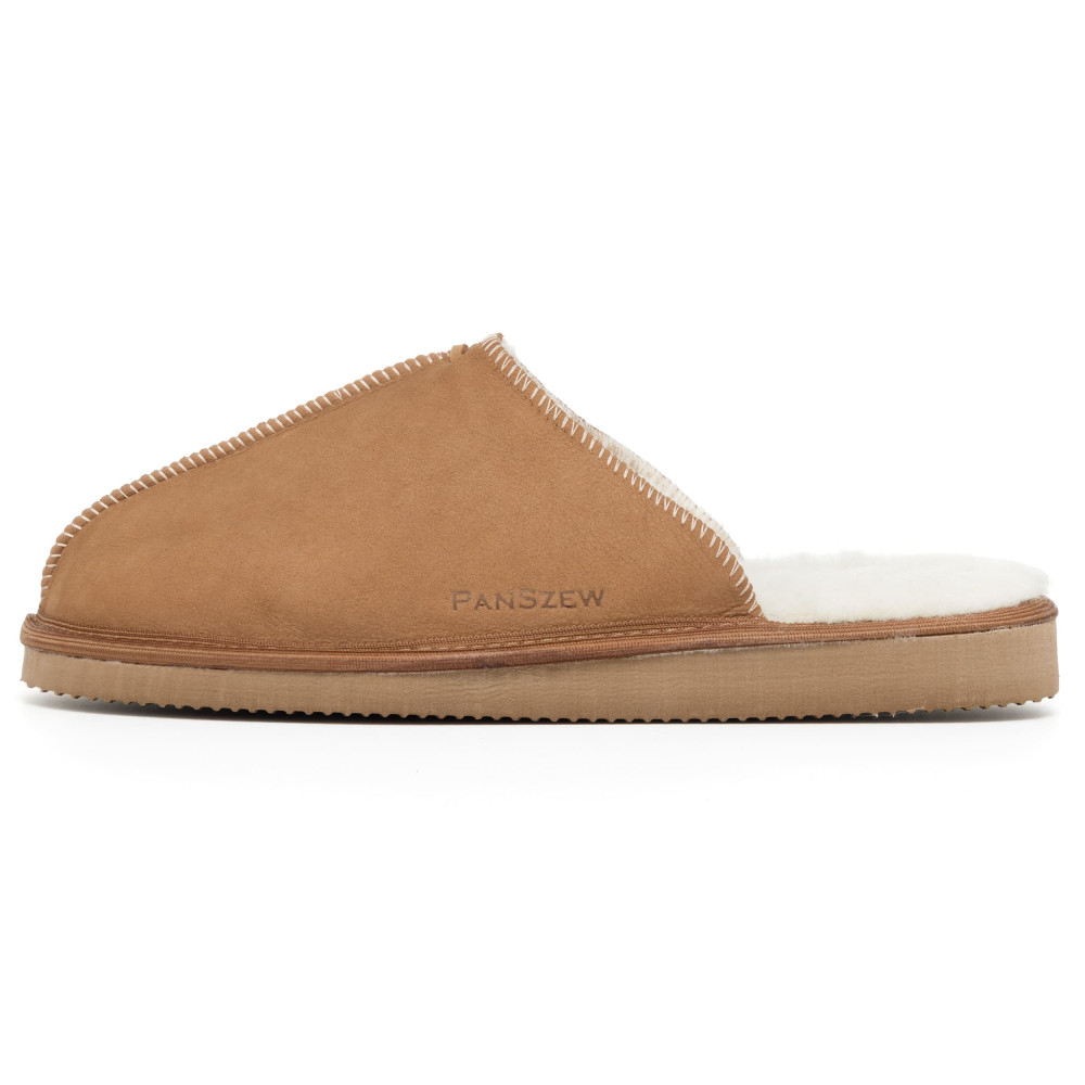 Kapcie Męskie Skórzane ALPINLINE Camel z Wełną | PanSzew®