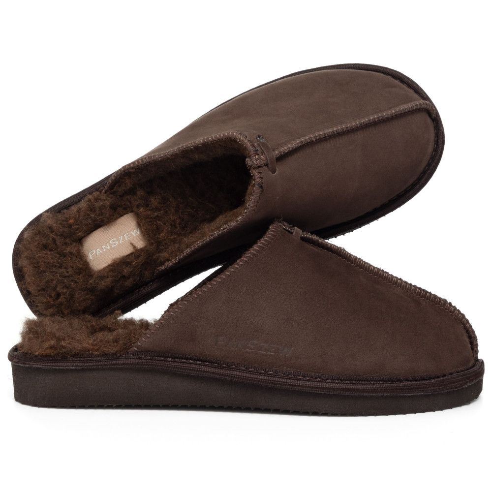Kapcie Damskie Skórzane ALPINLINE Choco z Wełną | PanSzew®